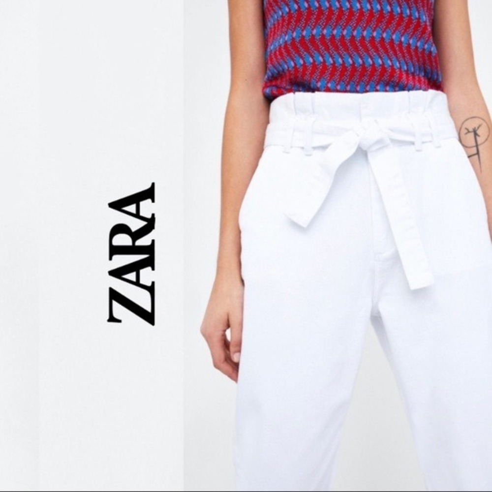 Zara‎ High Waisted White Pearl Denim - Picture 3 of 11